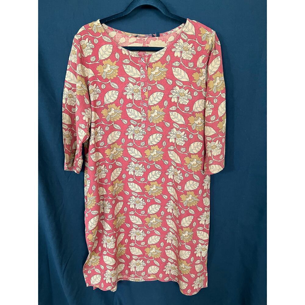 Melange Dress, Orange, Floral, Lightweight, Large, Pockets